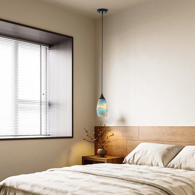 1 Light Modern Art Glass Pendant Marble Shade for Kitchen Island