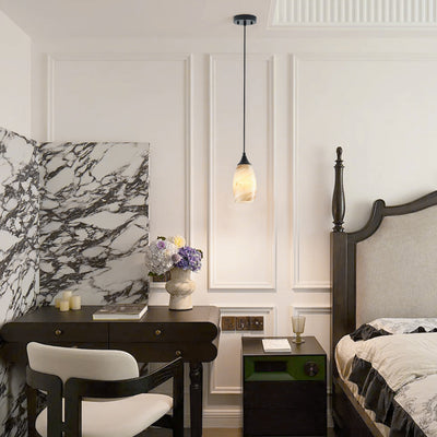 1 Light Modern Art Glass Pendant Marble Shade for Kitchen Island