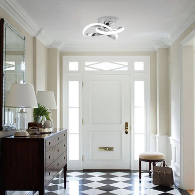 1-Light Modern Chrome LED Ceiling Light Fixture with Intertwined Rings