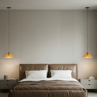 1 Light Vintage Pendant Light Amber Glass Shade Matte Black Farmhouse Kitchen Island