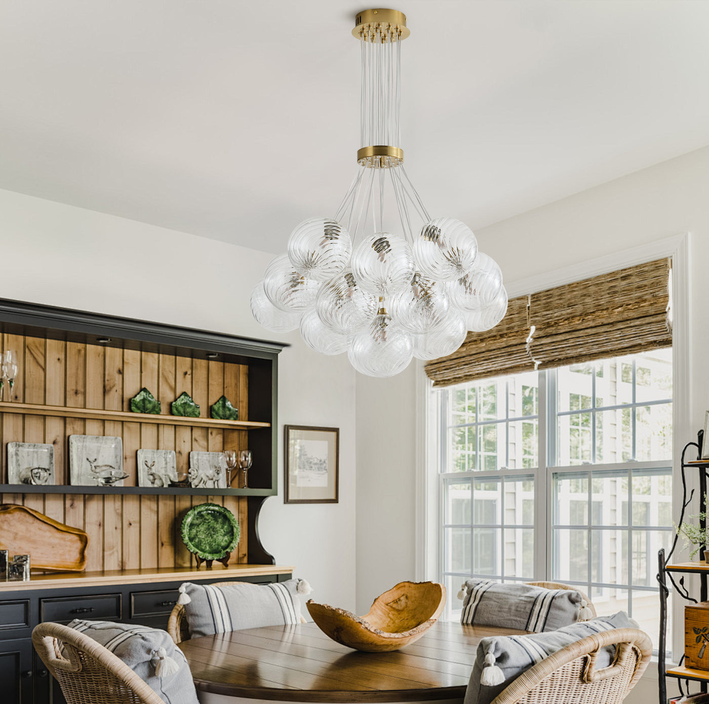 13&19 Light Modern Luxury Glass Globe Chandelier Copper Finish Cluster Pendant Light