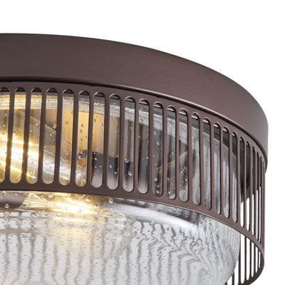 2-Lights Round Cage with Brown Flush Mount Lighting