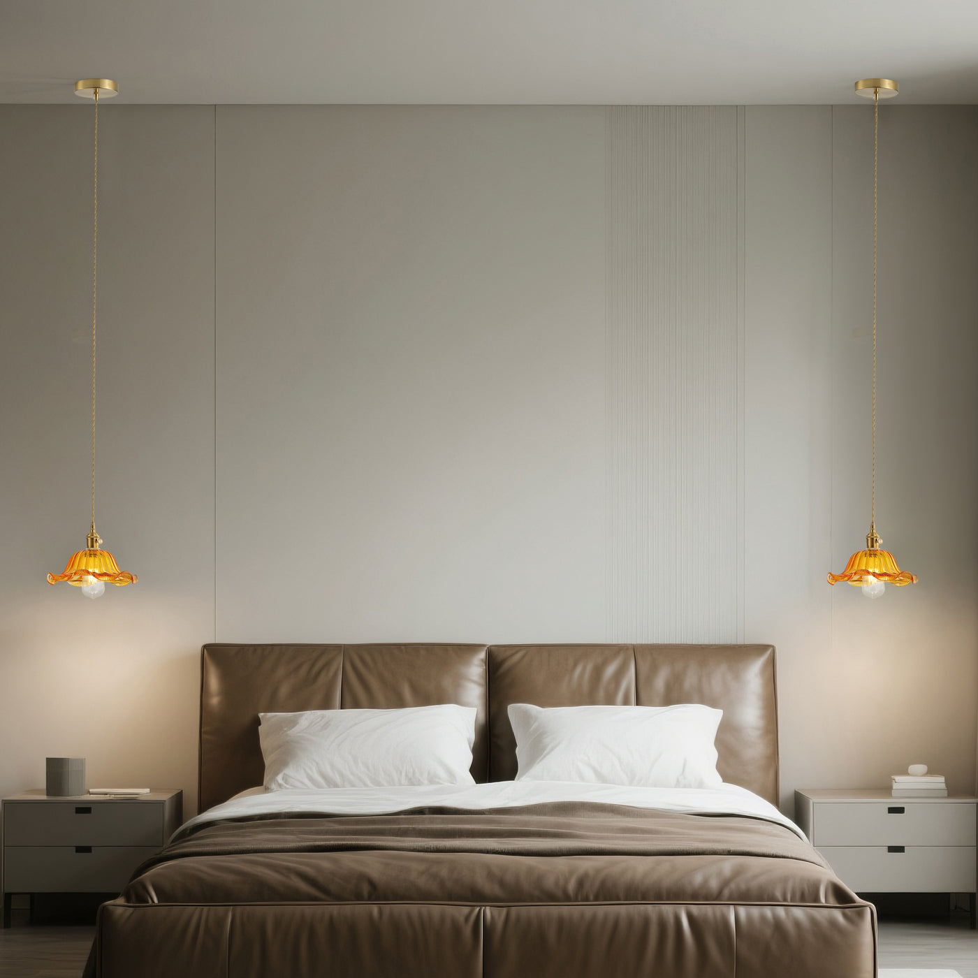 1-Light Modern Amber Glass Pendant Light, Retro Hanging Ceiling Lamp