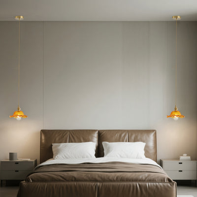 1-Light Modern Amber Glass Pendant Light, Retro Hanging Ceiling Lamp