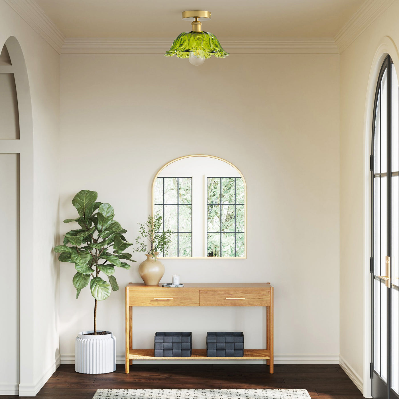1-Light Scandinavian Semi Flush Mount Ceiling Light