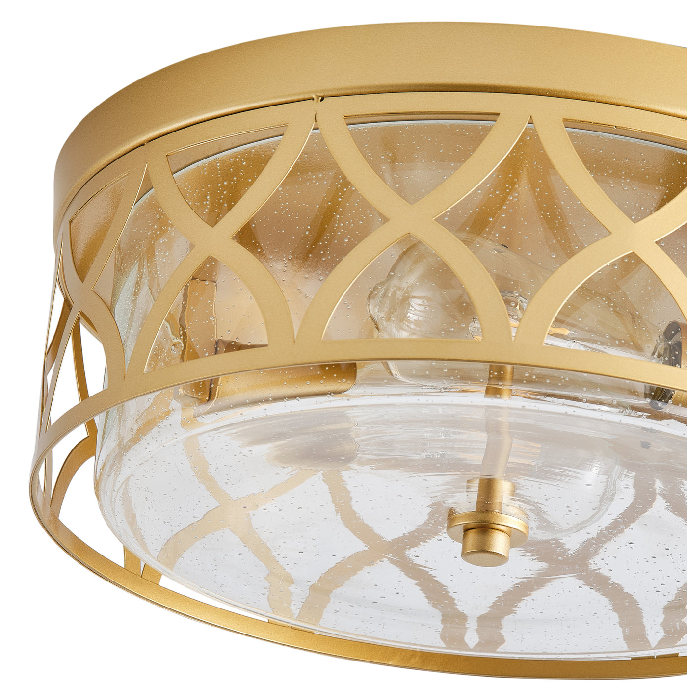2-Lights Clear Glass and Brushed Gold Finish Modern Flush Mount Lighting