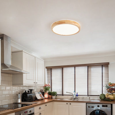 1 Light natural style home lighting LED ceiling light wood look frame 24W ETL for hallway bedroom