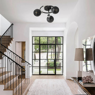 3-Light Modern Black Ceiling Semi-Recessed Spotlight