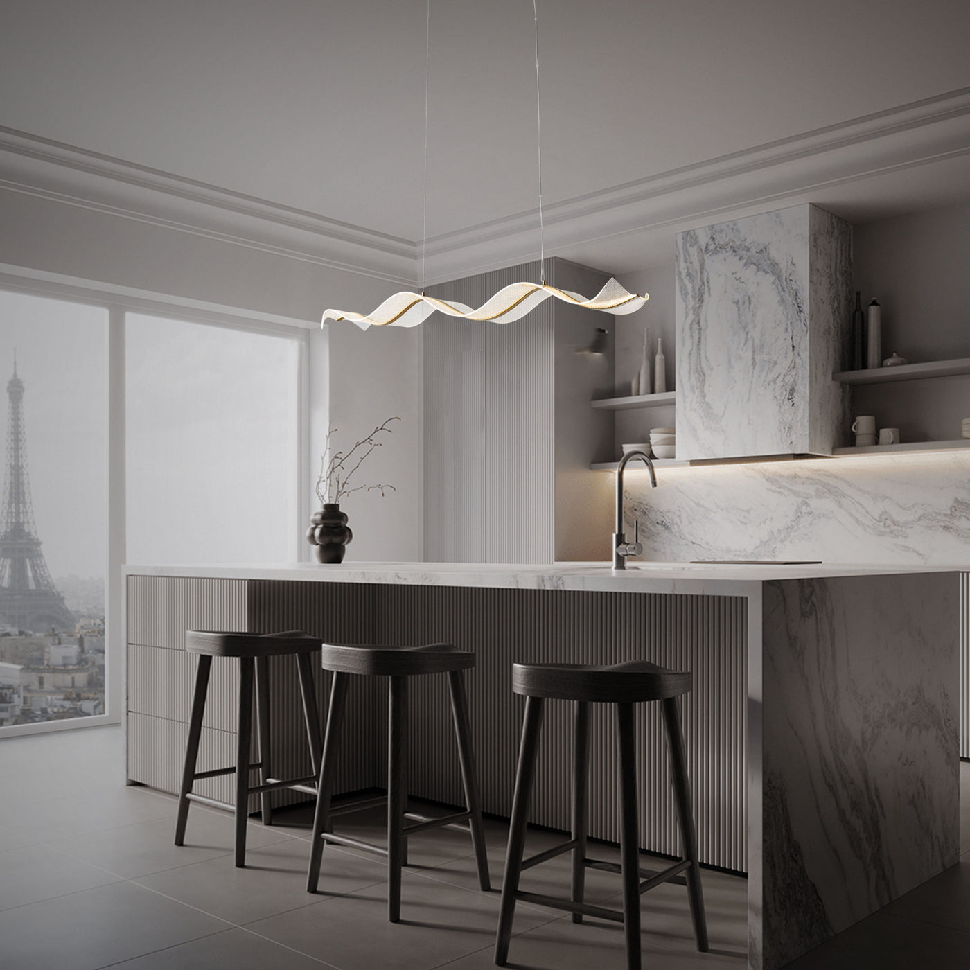 1-Light LED Curved Shape Kitchen Island Lights