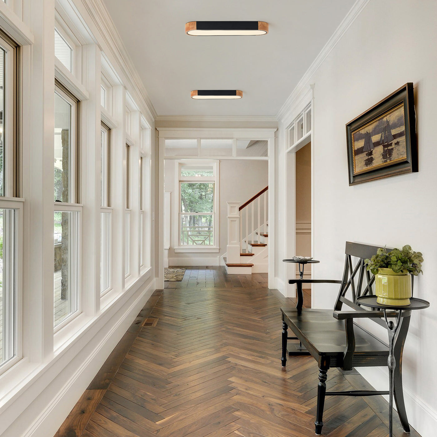 1 Light  Nordic Wood Ceiling Light Linear LED 24W 5CCT ETL Kitchen Island