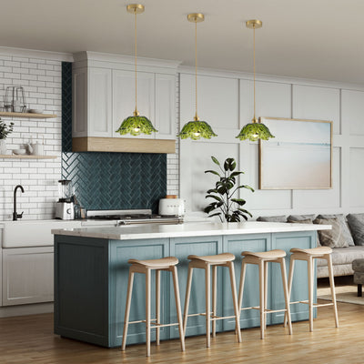 1-Light vintage green glass pendant light for kitchen island