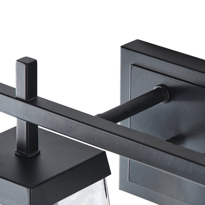 4-Light  Modern Black  with Square Clear Glass Shades Vanity Light