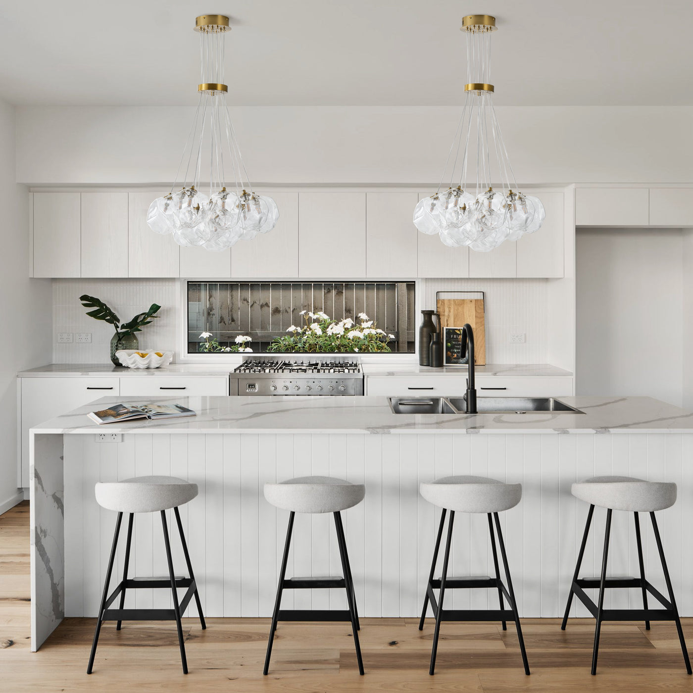 13&19 Light Modern Luxury Glass Globe Chandelier Copper Finish Cluster Pendant Light