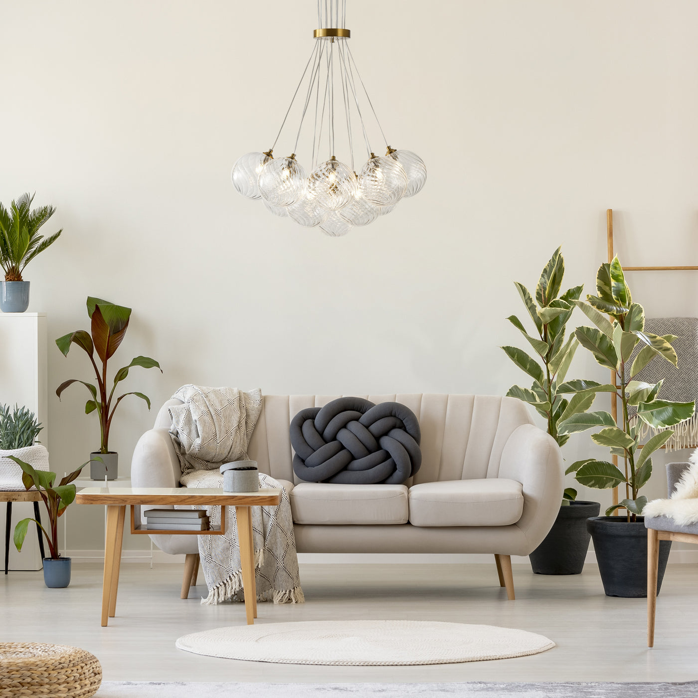 13&19 Light Modern Luxury Glass Globe Chandelier Copper Finish Cluster Pendant Light