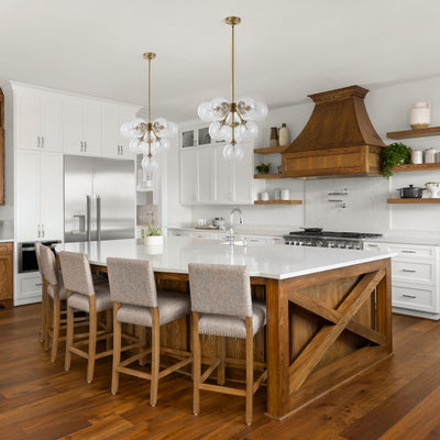 10-Light Art Deco Pendant Light, Brass & Clear Glass, Sloped-Ceiling Swivel, ETL for Kitchen