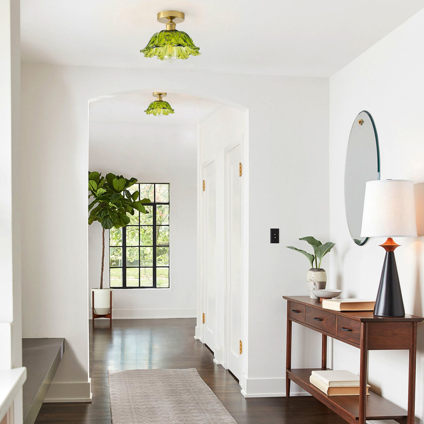 1-Light Scandinavian Semi Flush Mount Ceiling Light