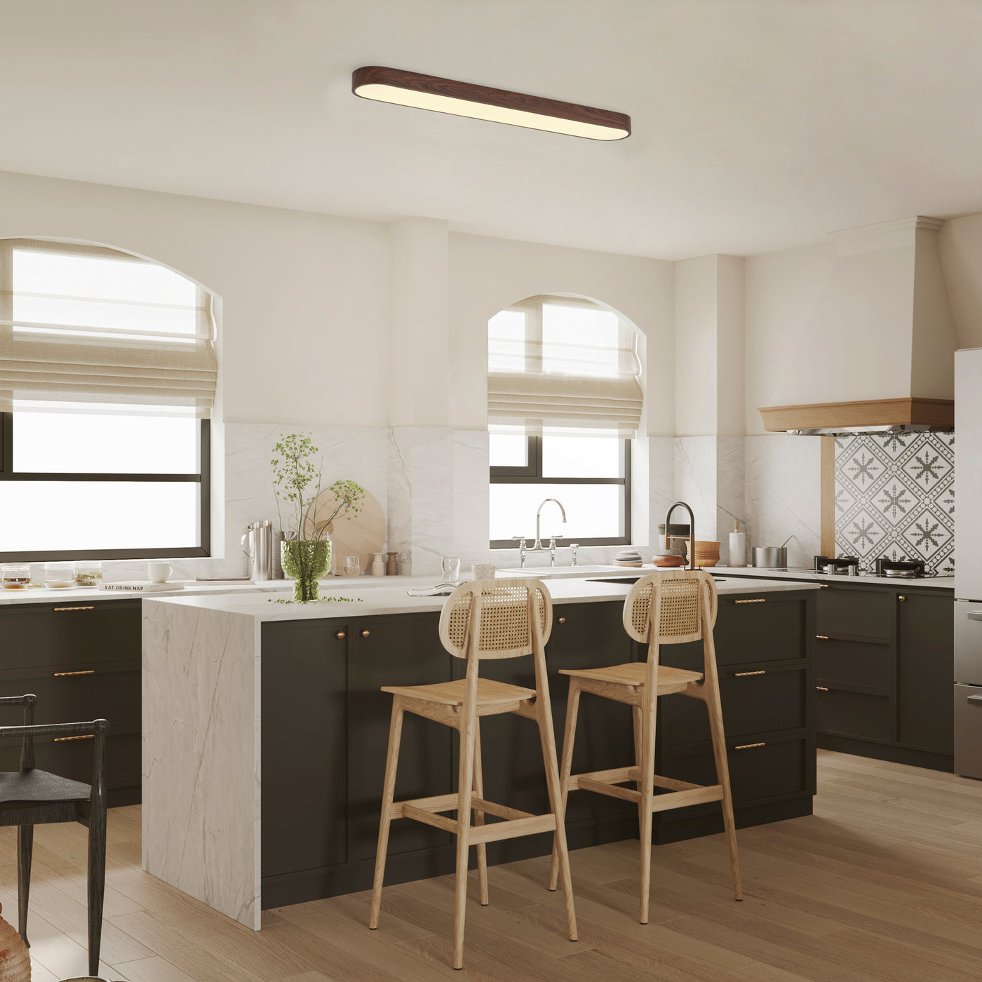 1-Light Scandinavian Ceiling Light Long Flush Mount LED Linear – Aiwen ...