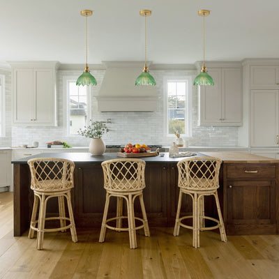 1 Light Vintage Style Pendant Light Dewdrop Deep Green Glass Hanging Lamp