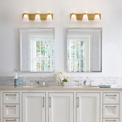 1 Light Mid Century Modern Brass Wall Sconce Flared Glass Shade Warm 3000K LED ETL Certified for Bedroom Corridor