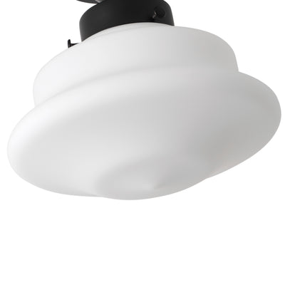 1 Light Retro Classic Semi Flush Mount Light Opal White Glass Shade Matte Black Ceiling Lamp