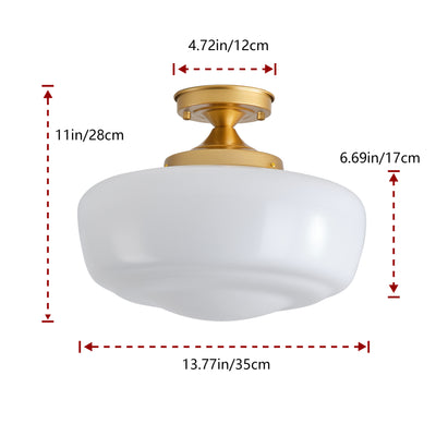 1-Light Industrial Round Shape Semi-Flush Mount Lighting