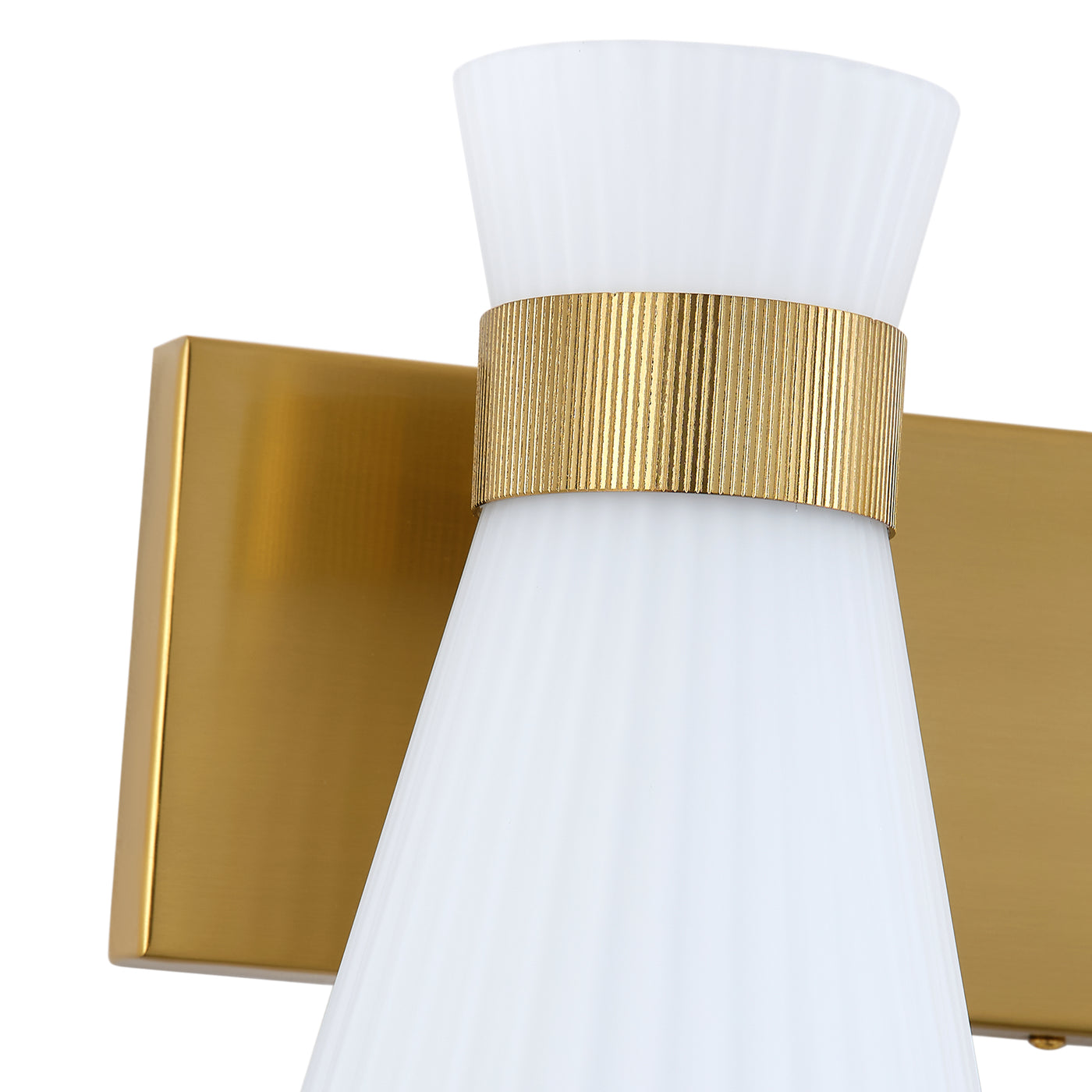 1 Light Mid Century Modern Brass Wall Sconce Flared Glass Shade Warm 3000K LED ETL Certified for Bedroom Corridor