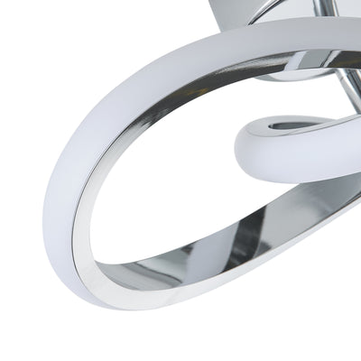 1-Light Modern Chrome LED Ceiling Light Fixture with Intertwined Rings