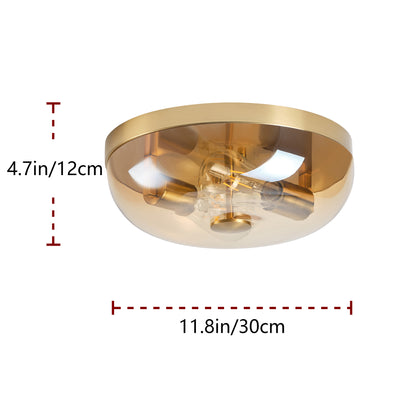 2-Lights Glass Shade Dimmable Flush Mount Lighting