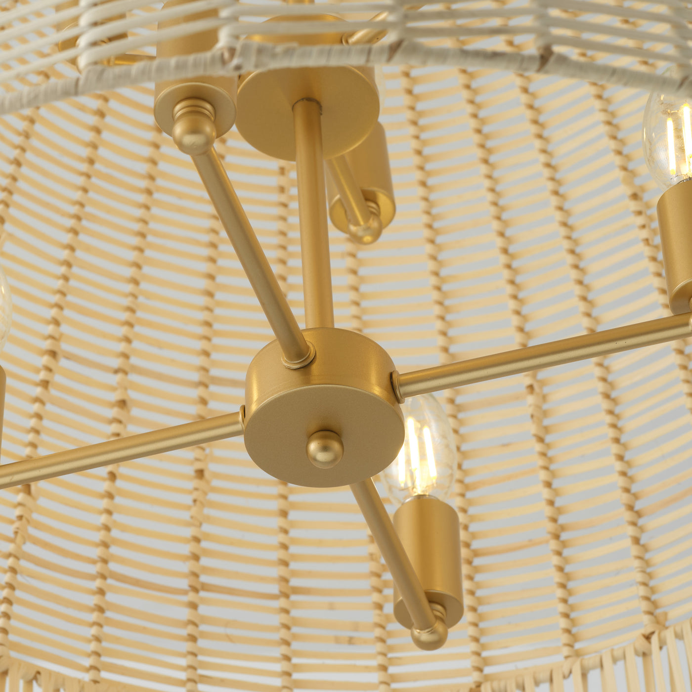 7-Lights Bamboo Woven Shade Pendant Lighting