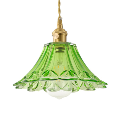 3-Light Vintage Pendant Lights Green Glass Shade 65.95in Adjustable For Kitchen