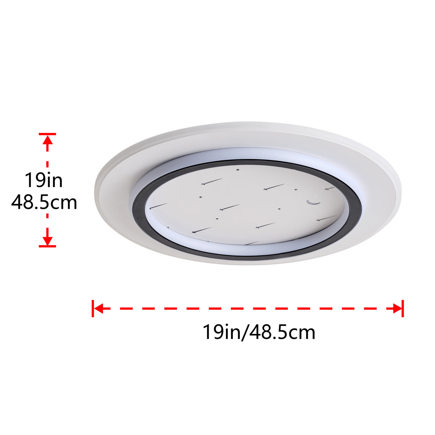 1-Light Dimmable Decorated with Stars and Moon Circular Shape LED Flush Mount Lighting