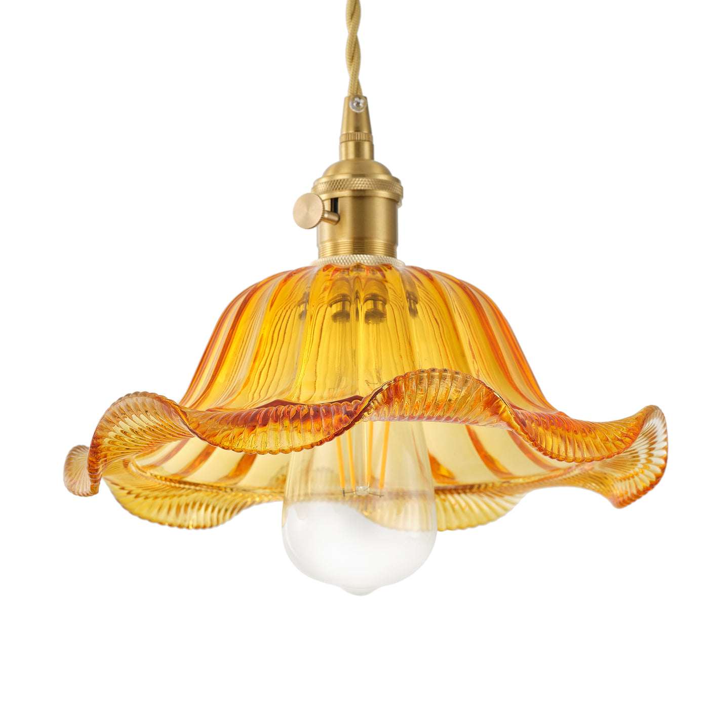1-Light Modern Amber Glass Pendant Light, Retro Hanging Ceiling Lamp