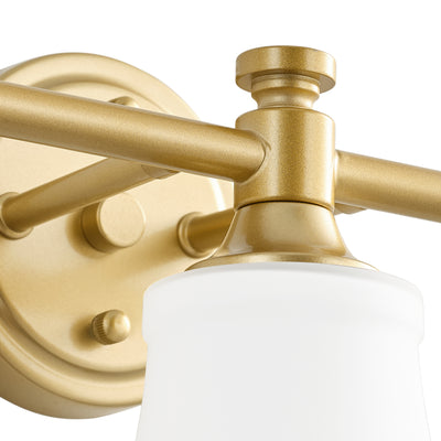 3-Light Bathroom Vanity Light, Antique Brass, Opal Glass ETL Listed
