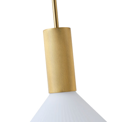 1 Light  Mid Century Modern Pendant Light Trumpet Conical White Glass ETL E26