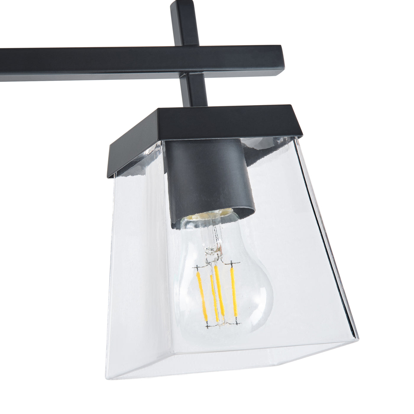 4-Light  Modern Black  with Square Clear Glass Shades Vanity Light