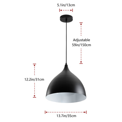 1-Light Modern Semi-Oval Shade Dimmable Pendant Lighting