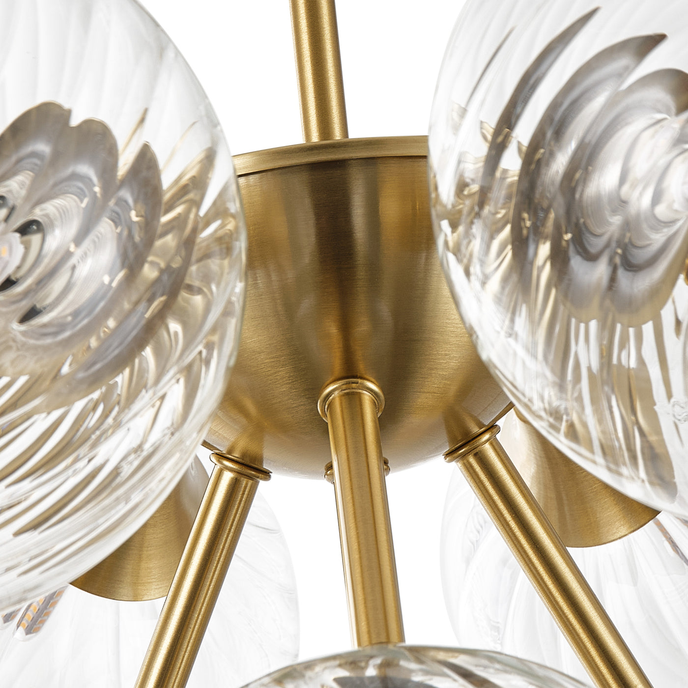 10-Light Art Deco Pendant Light, Brass & Clear Glass, Sloped-Ceiling Swivel, ETL for Kitchen