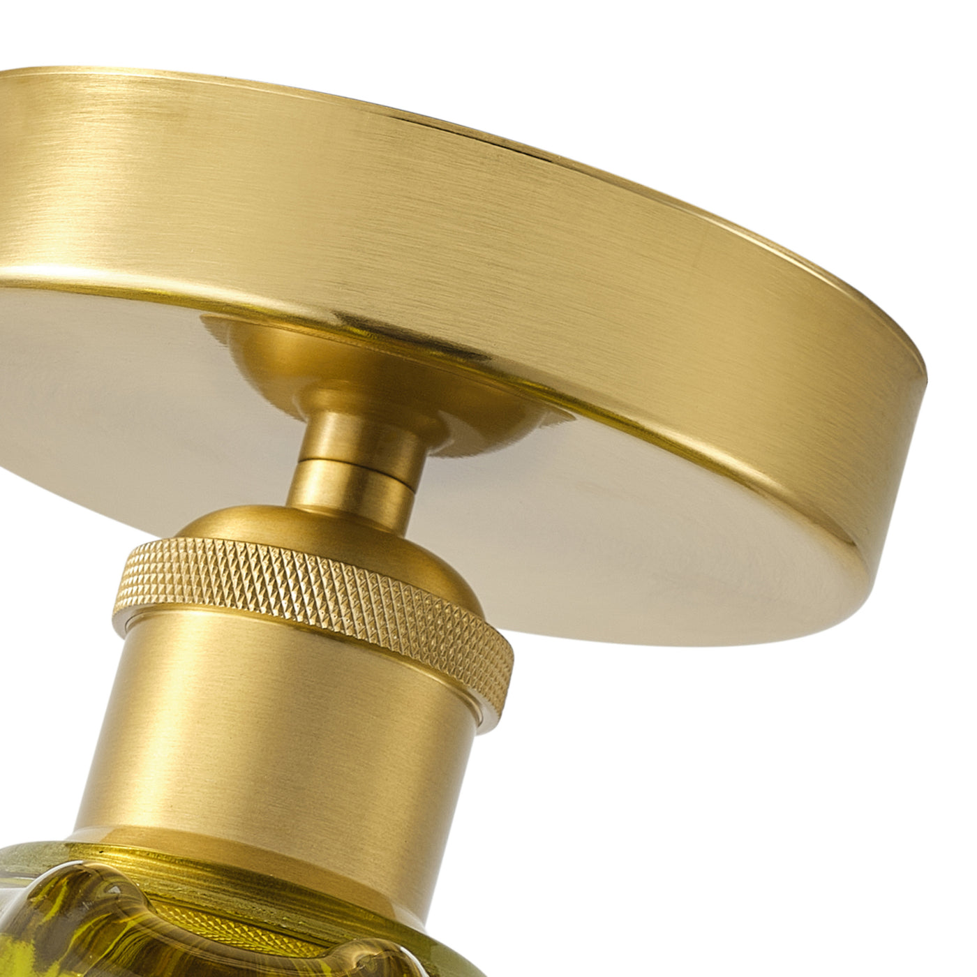 1-Light Semi Flush Mount Ceiling Light, Vintage Green Glass Shade with Antique Brass Base