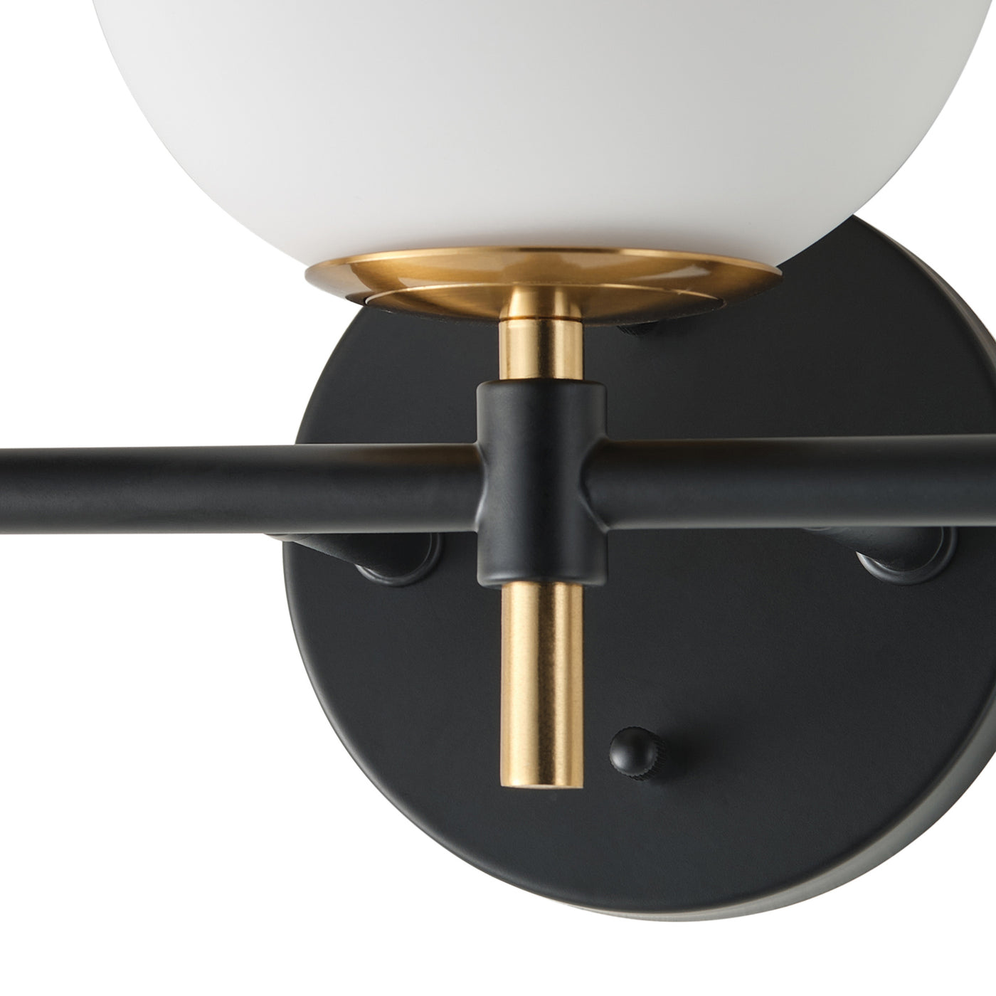 3-Light Black & Gold Vanity Light for Bathroom, Mid-Century Modern, Opal Globe Shades