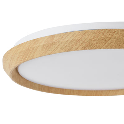 1 Light Natural Style LED Ceiling Light Wood Grain Frame  5CCT ETL Soft Glow