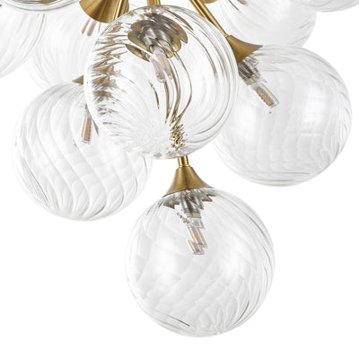 10-Light Art Deco Pendant Light, Brass & Clear Glass, Sloped-Ceiling Swivel, ETL for Kitchen