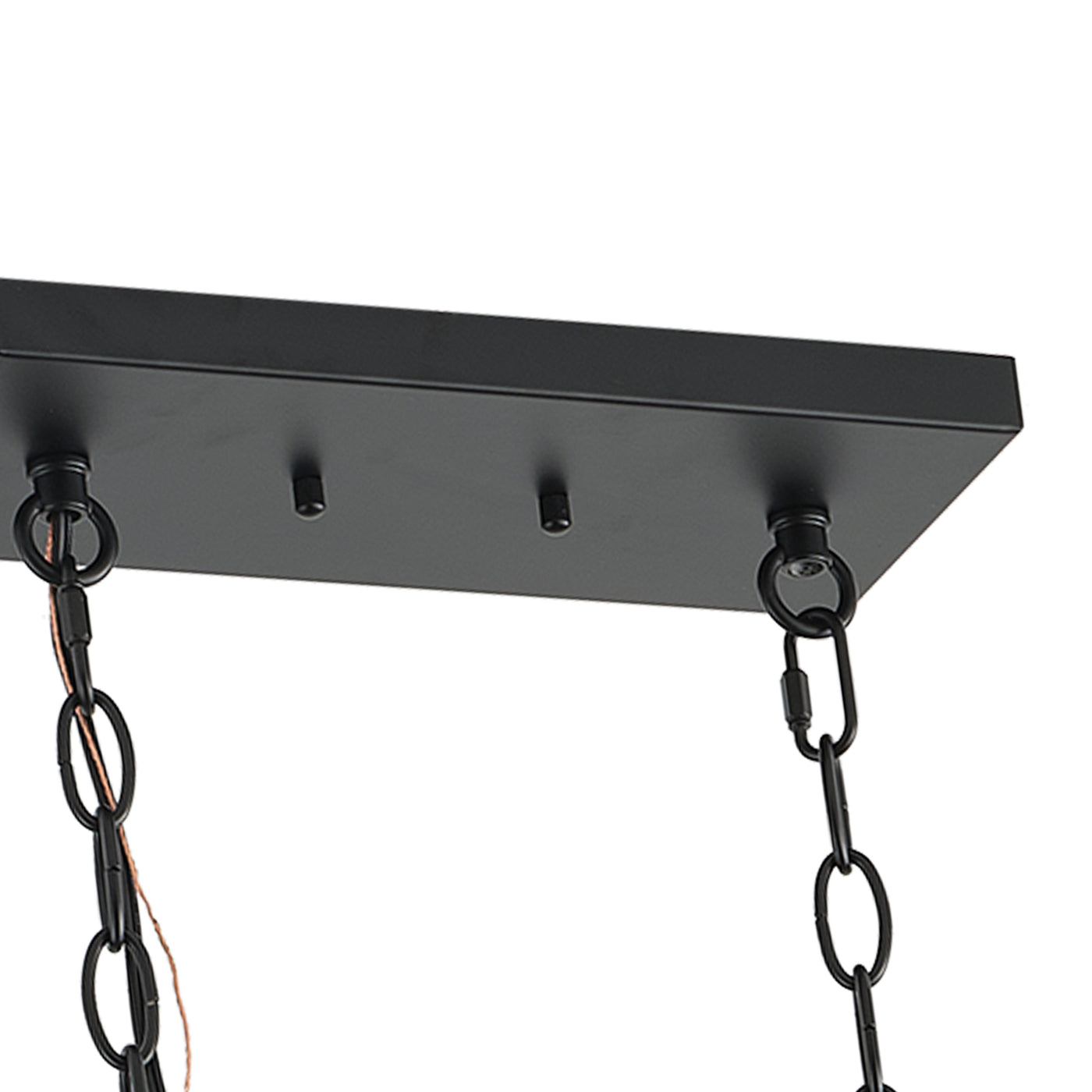 5-Light Farmhouse Chandelier, Rustic Kitchen Island Lighting with Wood Beam and Black Metal Cage Shades