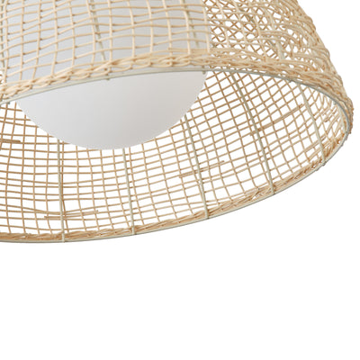 1 Light Boho Rattan Pendant Light Wicker Light Fixture Woven Dome For Kitchen Island Living Room