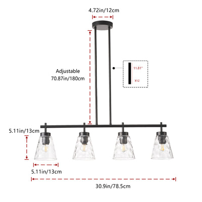 4-Lights & 6-Lights Modern Linear Glass Shape Kitchen Island Lights