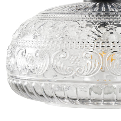 1-Light Industrial Flush Mount, Clear Patterned Glass Dome, Hallway Bedroom Ceiling Light