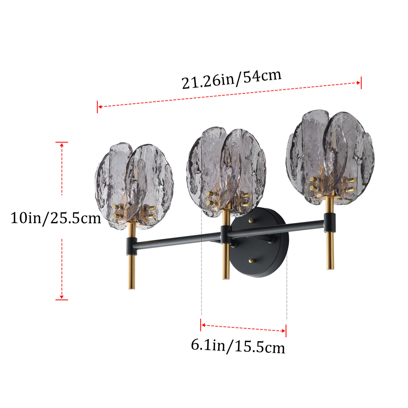 1-Light & 3-Light Modern Wall Sconce Light with Textured Smoke Glass Shape Vanity Light