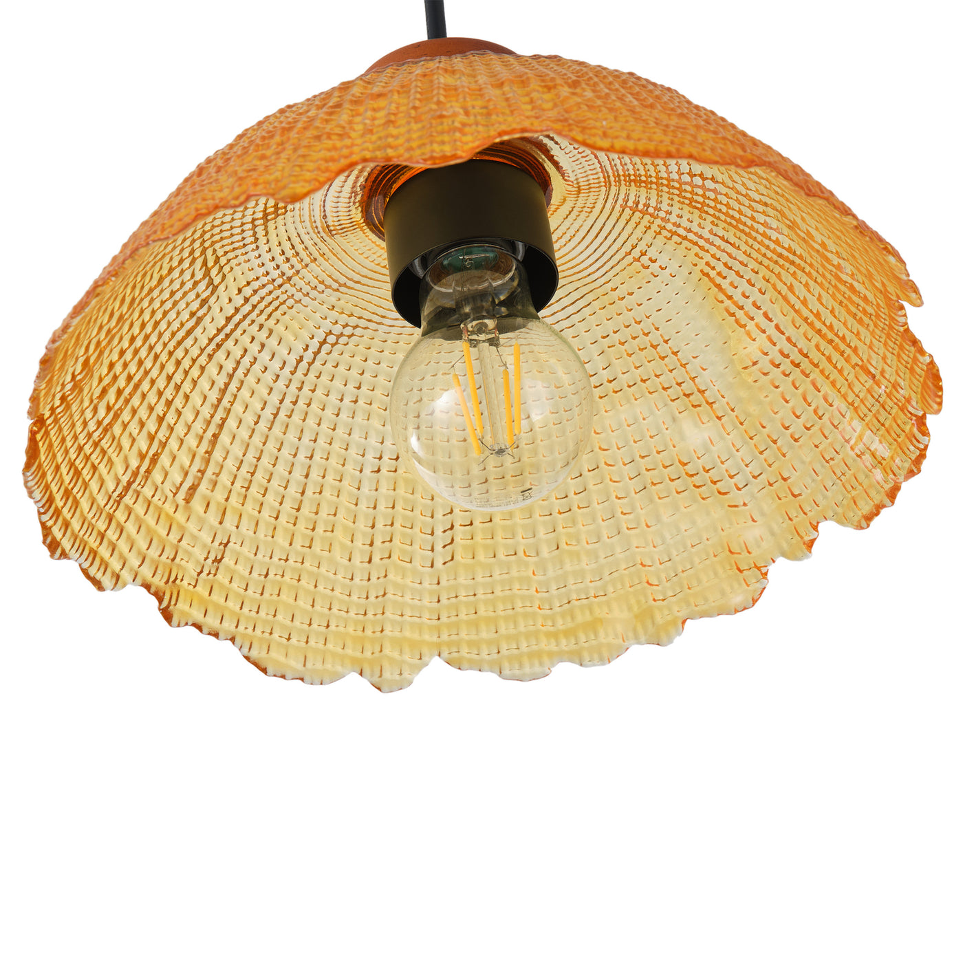 1 Light Vintage Pendant Light Amber Glass Shade Matte Black Farmhouse Kitchen Island