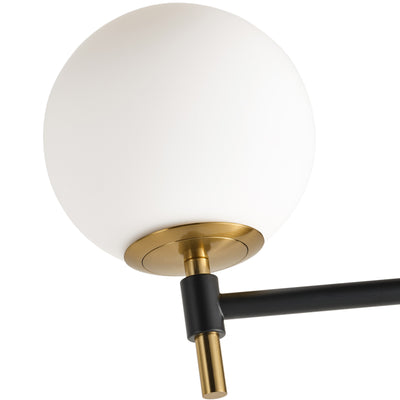 3-Light Black & Gold Vanity Light for Bathroom, Mid-Century Modern, Opal Globe Shades