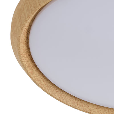 1 Light Natural Style LED Ceiling Light Wood Grain Frame  5CCT ETL Soft Glow