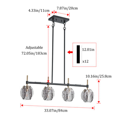 4-Light Modern Chandelier Chandelier, Anthracite Kitchen Island